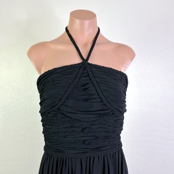 Dress The Population Aura Chiffon Halter Maxi Dress Evening Date Black M NWT - Picture 4 of 13